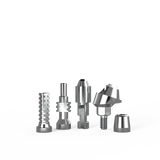 Surcam general multi-unit trial kit with angular abutment, analog, open-tray transfer, healing cap, and titanium sleeve