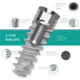 S-Type self-drilling spiral implant, Internal Hex 2.43, SLA surface features