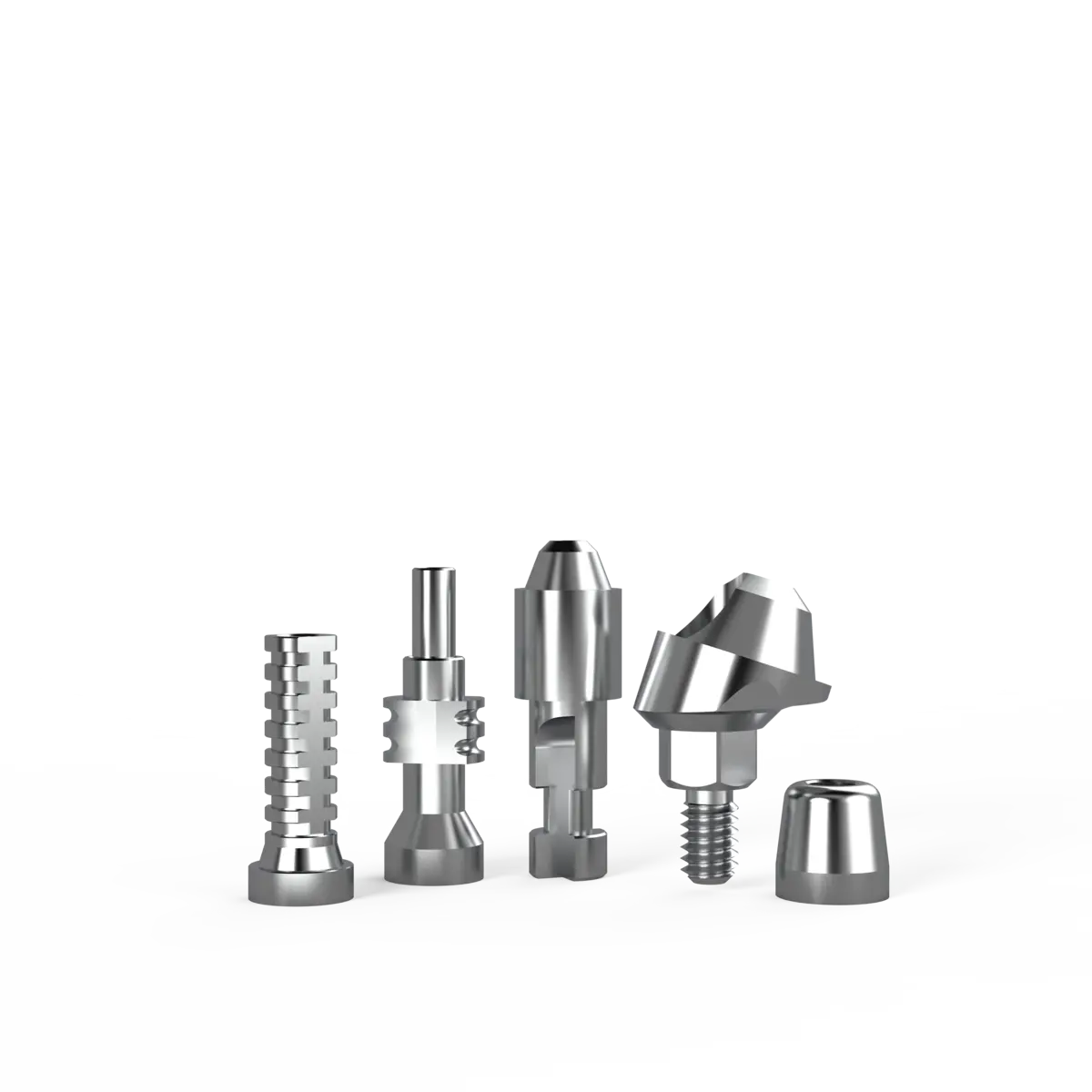 Surcam general multi-unit trial kit with angular abutment, analog, open-tray transfer, healing cap, and titanium sleeve
